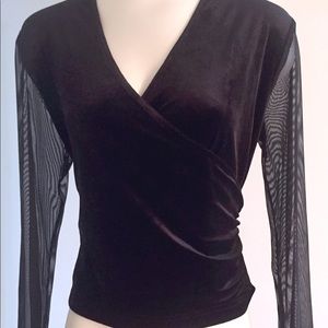 Velour Sheer-Sleeved Top by I.C. Collection